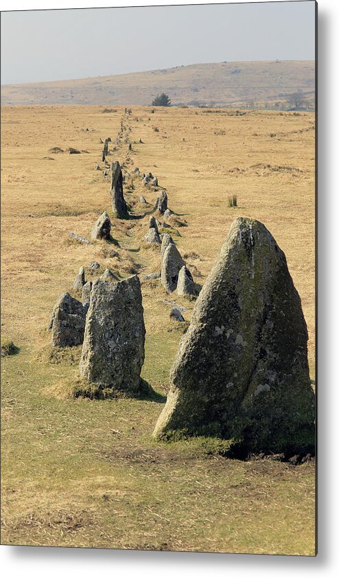 Merrivale Metal Print featuring the photograph Merrivale ancient stone row, Devon by Tony Mills