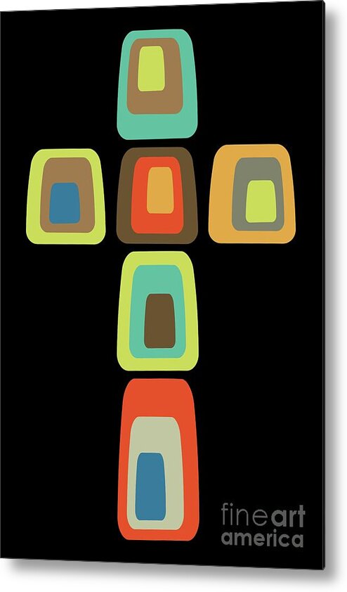 Christian Metal Print featuring the digital art Mid Century Modern Oblong Cross by Donna Mibus