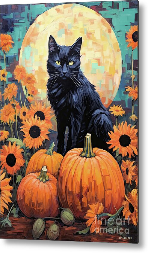 Halloween Metal Print featuring the painting Midnight In The Pumpkin Patch by Tina LeCour