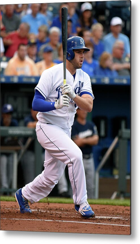 Second Inning Metal Print featuring the photograph Mike Moustakas by Ed Zurga