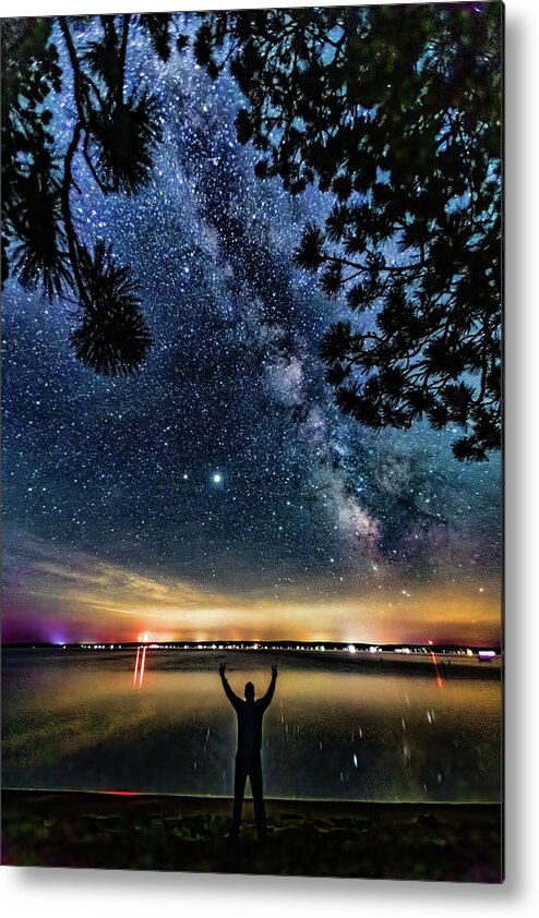 Higgins Lake Metal Print featuring the photograph Milky Way Higgins Lake Summer Solstice 2020 by Joe Holley