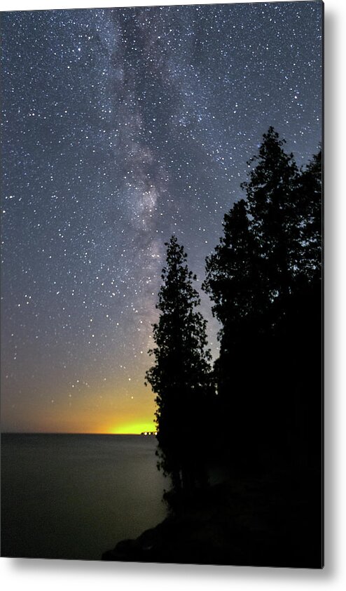 Door County Metal Print featuring the photograph Milky Way Over Cave Point by Paul Schultz