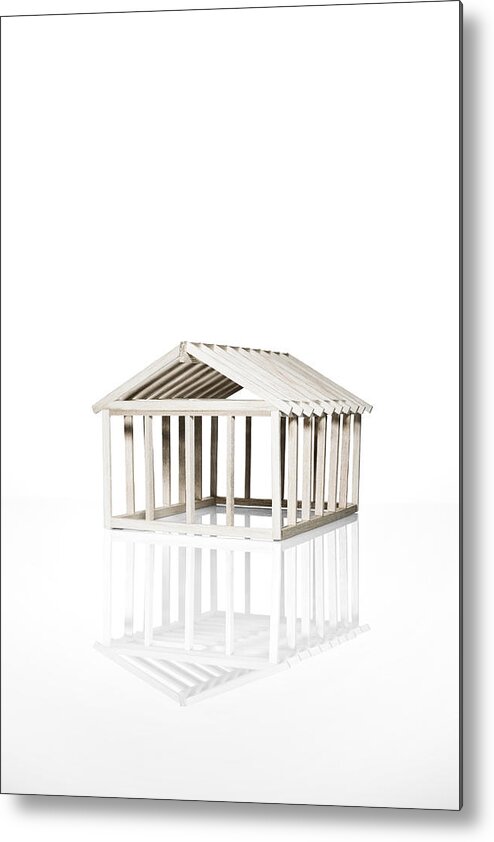 White Background Metal Print featuring the photograph Model balsa house by Microzoa Limited