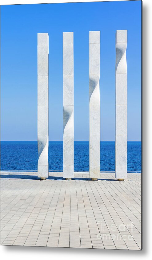 Four Posts Metal Print featuring the photograph Modern art sculpture, Barcelona by Neale And Judith Clark