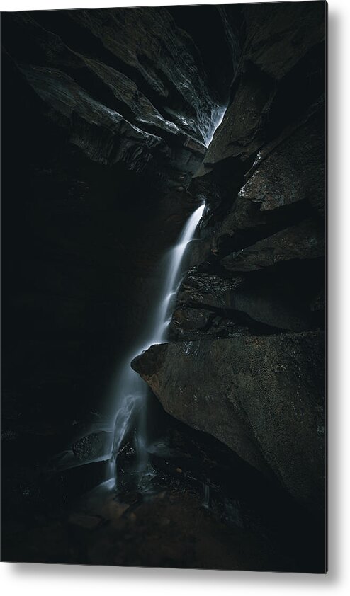 Broken Rock Falls Ohio Metal Print featuring the photograph Moody Broken Rock Falls Ohio by Dan Sproul