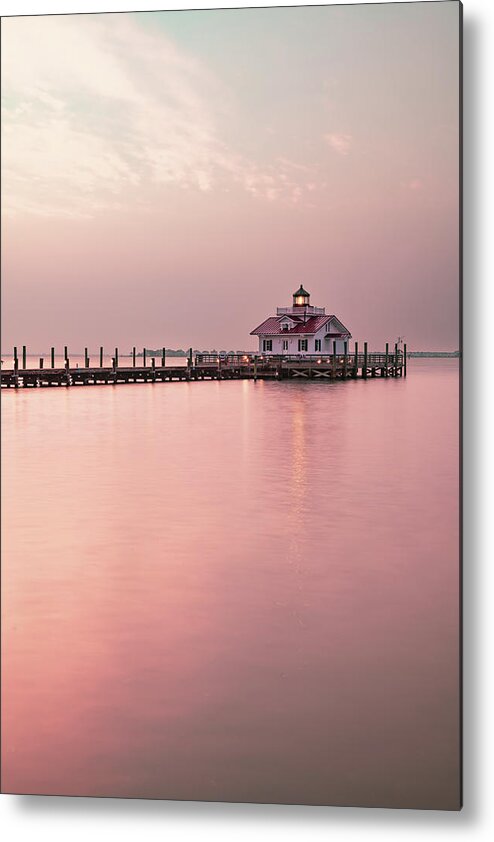 Roanoke Lighthouse Metal Print featuring the photograph Morning Glow On Roanoke Waters At The Old Lighthouse by Gregory Ballos
