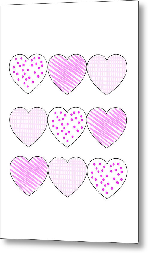 Heart Metal Print featuring the digital art My Pink Hearts by Moira Law