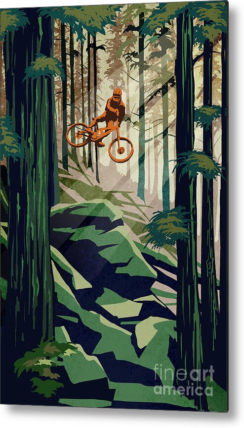 Cycling Art Metal Print featuring the painting my therapy Revelstoke by Sassan Filsoof