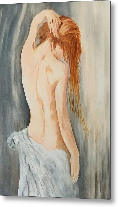 Nude Metal Print featuring the painting Mystery by Juliette Becker