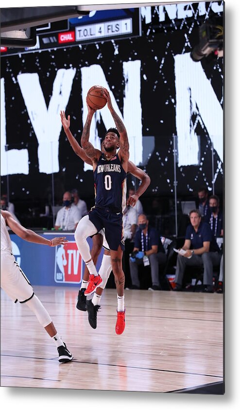 Nba Pro Basketball Metal Print featuring the photograph New Orleans Pelicans v Brooklyn Nets by Joe Murphy
