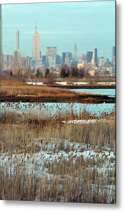 New York City Metal Print featuring the photograph New york city from liberty state park NJ by Habib Ayat
