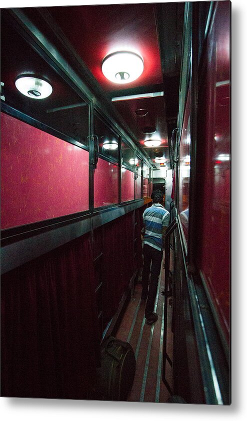 Train Metal Print featuring the photograph Night Bus by Morten Falch Sortland