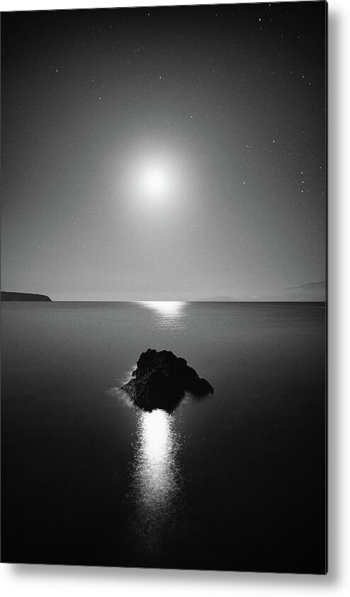 Black And White Metal Print featuring the photograph Night on earth 1 by George Vlachos
