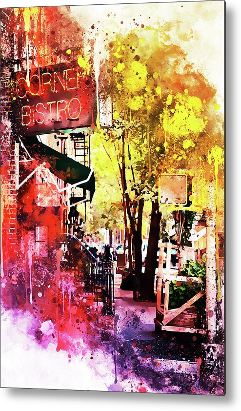 Fine Art Metal Print featuring the mixed media NYC Watercolor Collection - Greenwich Village by Philippe HUGONNARD