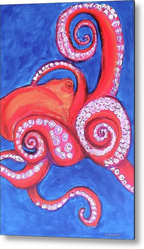 Nature Metal Print featuring the painting Octopus by Amy Kuenzie