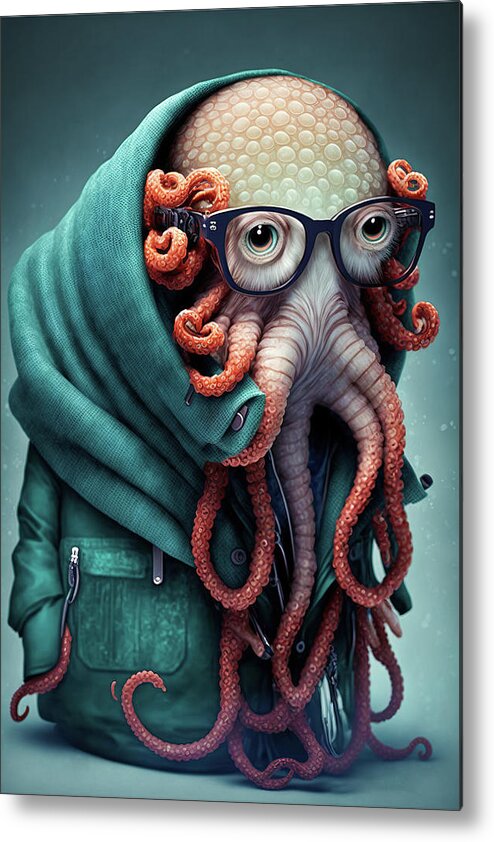 Octopus Metal Print featuring the digital art Octopus Fashion 01 by Matthias Hauser