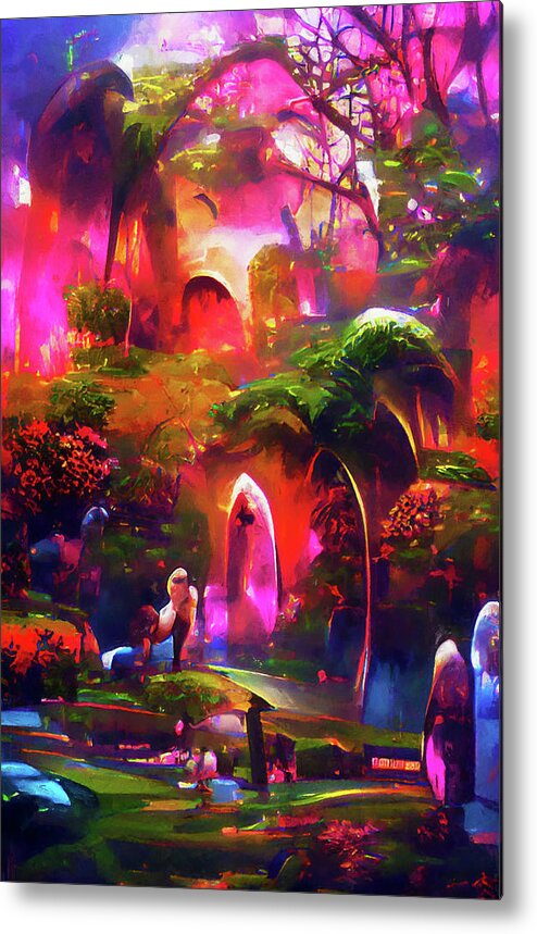 Landscape Metal Print featuring the painting Origin of the World, Garden of Eden - 04 by AM FineArtPrints