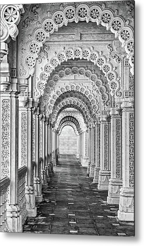 Hindu Temple Metal Print featuring the photograph Ornate Marble Arches by Elvira Peretsman