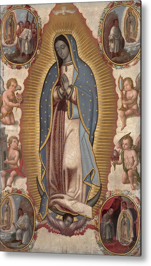Lady Of Guadalupe Metal Print featuring the painting Our Lady of Guadalupe by Mexican School