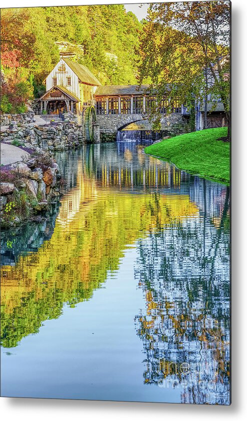 Ozarks Metal Print featuring the photograph Ozarks Rustic Fall Creek Reflections by Jennifer White