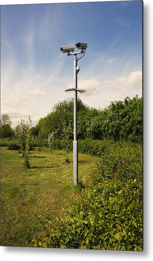 Pole Metal Print featuring the photograph Park CCTV by Christopher Hope-Fitch