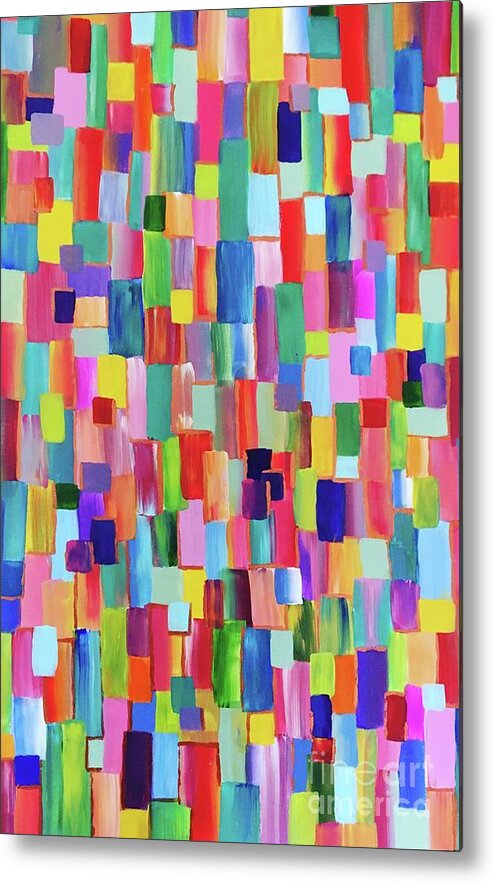 Abstract Metal Print featuring the painting Patches by Debora Sanders