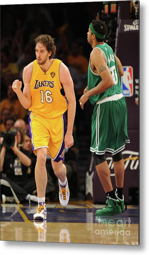 Playoffs Metal Print featuring the photograph Pau Gasol and Rasheed Wallace by Noah Graham