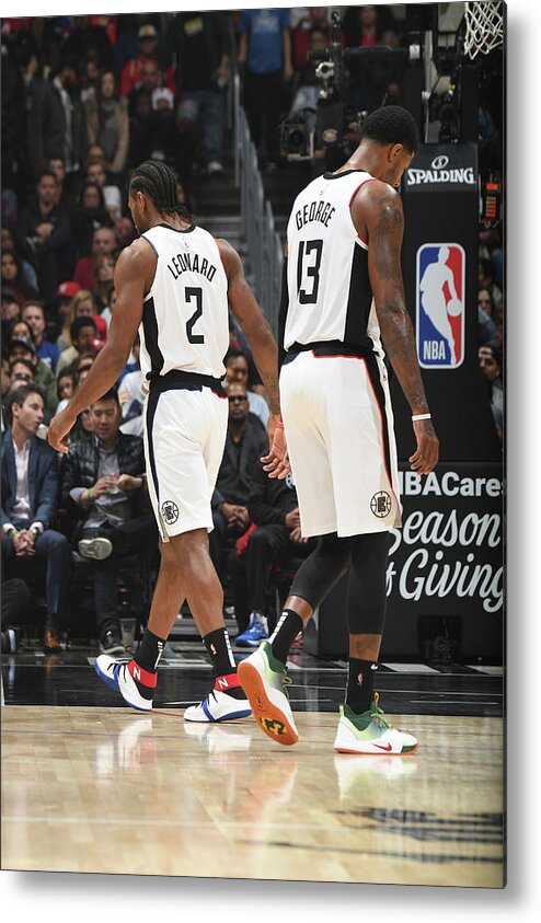 Nba Pro Basketball Metal Print featuring the photograph Paul George and Kawhi Leonard by Andrew D. Bernstein