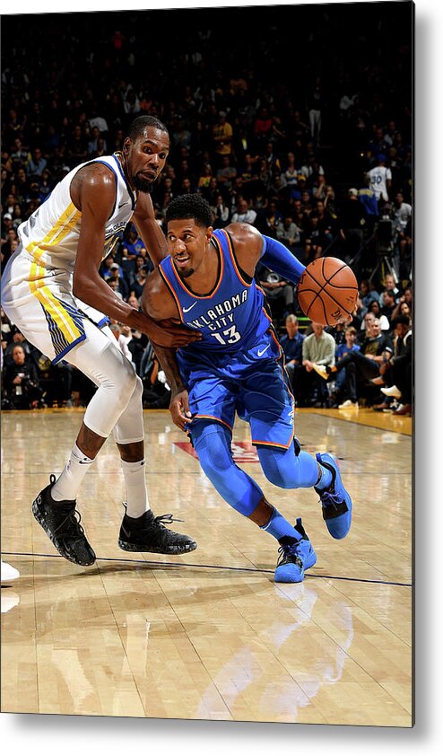 Nba Pro Basketball Metal Print featuring the photograph Paul George and Kevin Durant by Noah Graham