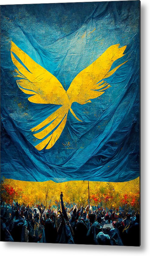 Angel Of Peace Metal Print featuring the painting Peace for Ukraine by Vart