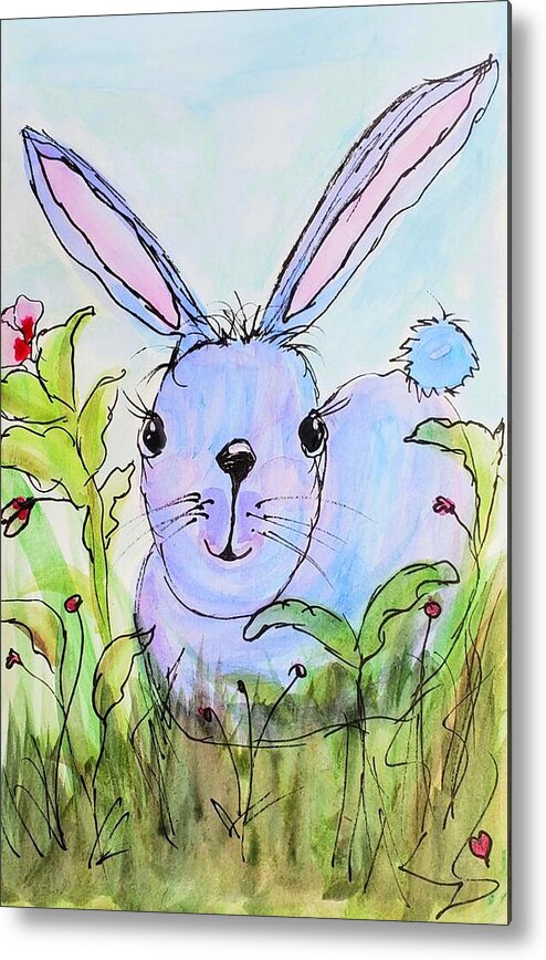 Bunny Metal Print featuring the painting Peter Cotton Tail by Deahn Benware