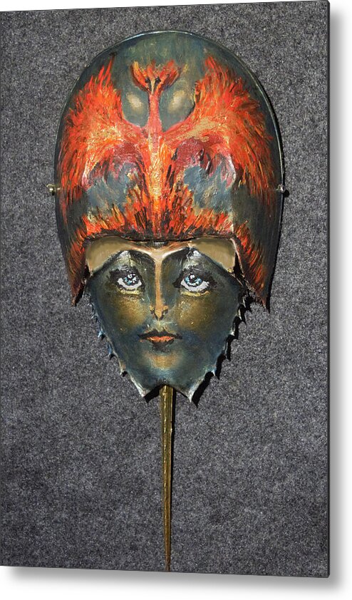  Metal Print featuring the painting Phoenix Helmeted Warrior Princess by Roger Swezey