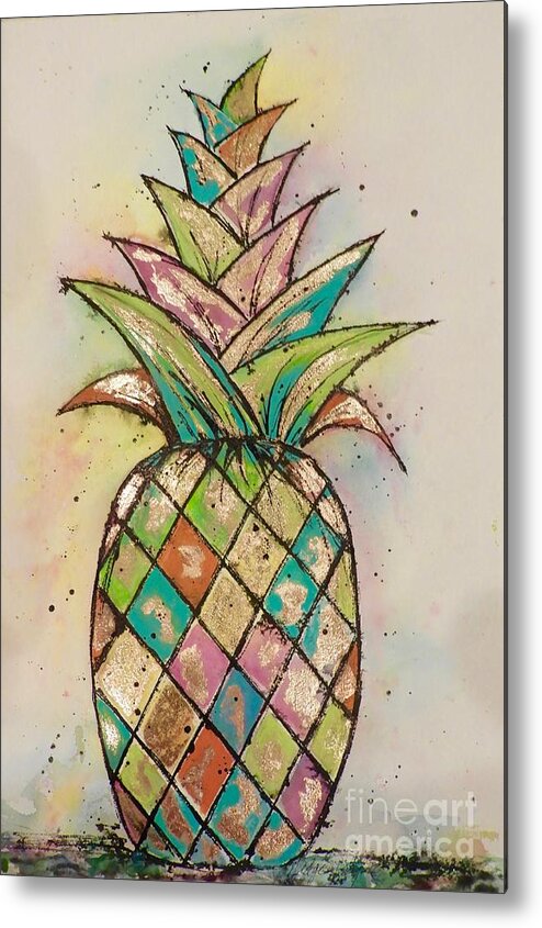 Pineapple Metal Print featuring the painting Pineapple Gold by Midge Pippel