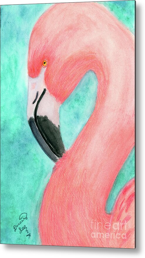 Dorothy Lee Art Metal Print featuring the painting Pink Flamingo by Dorothy Lee