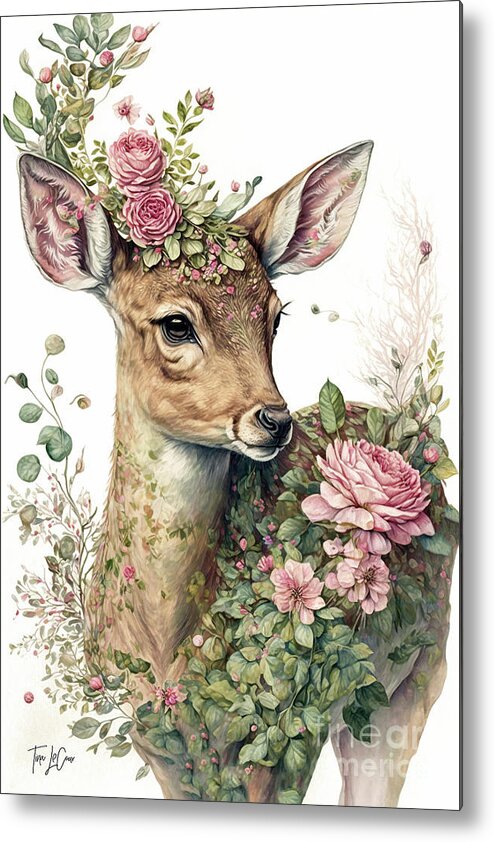 #faaadwordsbest Metal Print featuring the painting Pink Rose Doe by Tina LeCour