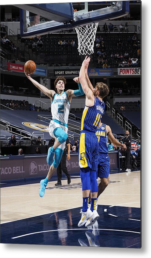 Nba Pro Basketball Metal Print featuring the photograph Play-In Tournament - Charlotte Hornets v Indiana Pacers by Ron Hoskins