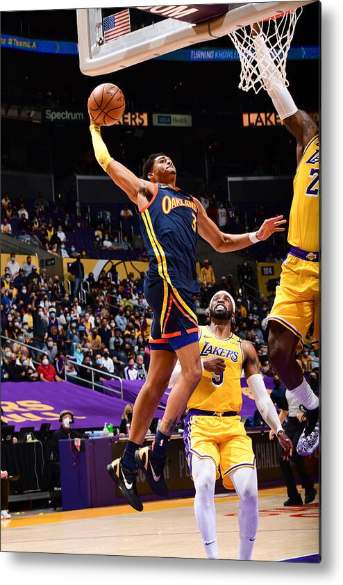 Nba Pro Basketball Metal Print featuring the photograph Play-In Tournament - Golden State Warriors v Los Angeles Lakers by Adam Pantozzi