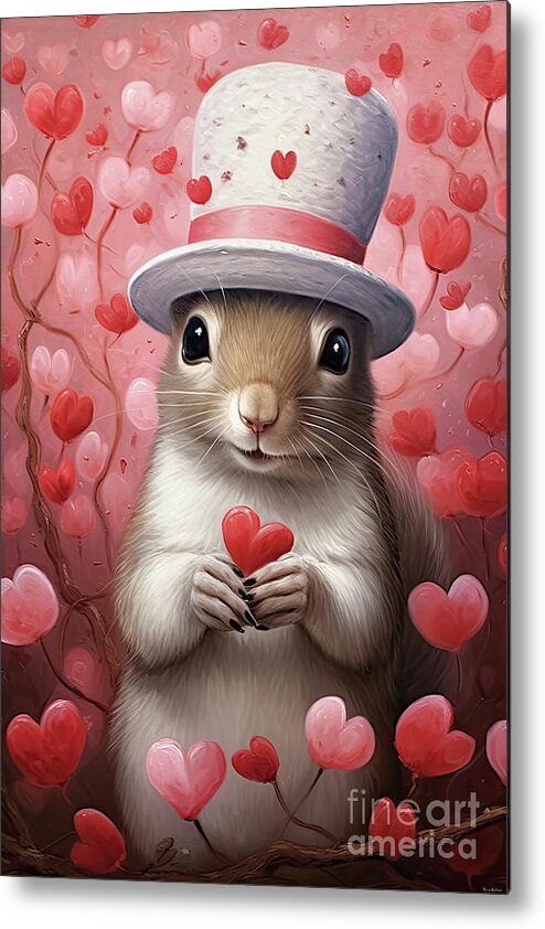 Squirrel Metal Print featuring the painting Please Be Mine by Tina LeCour