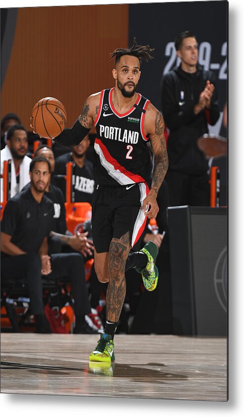 Gary Trent Jr Metal Print featuring the photograph Portland Trail Blazers v Indiana Pacers by Garrett Ellwood