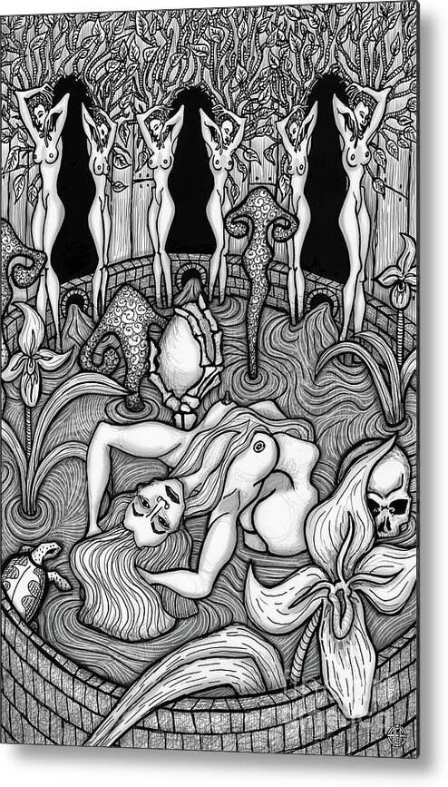 Feminist Metal Print featuring the drawing Primordial Basin by Amy E Fraser