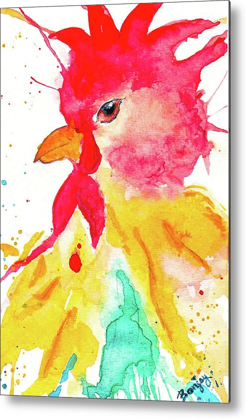 Rooster Metal Print featuring the painting Chick Magnet by Bonny Puckett