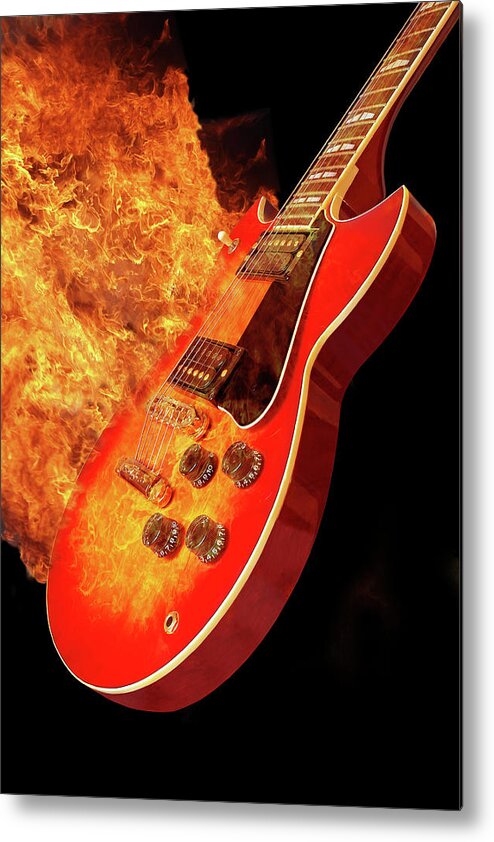 Guitar Metal Print featuring the photograph Red Hot Guitar by Gill Billington
