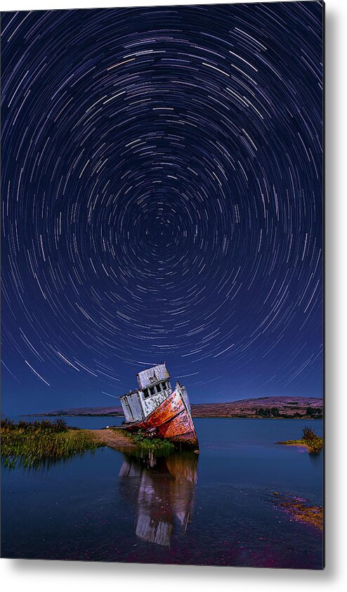 Astro Photography Metal Print featuring the photograph Reflections and Star Trails by Don Hoekwater Photography