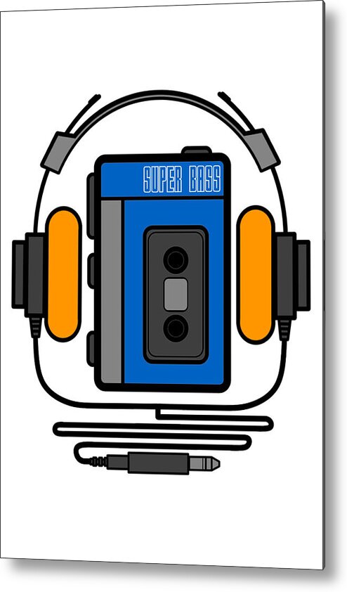Retro 80s 90s walkman cassette tape player with headphones Metal Print by  Donald Lawrence - Pixels