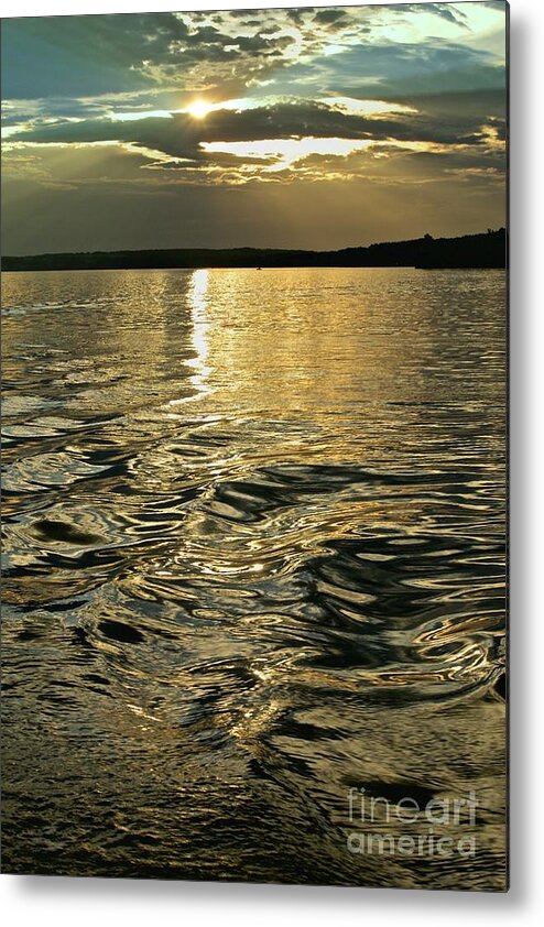 Sun Metal Print featuring the photograph Sunset Ripples by Linda Bianic