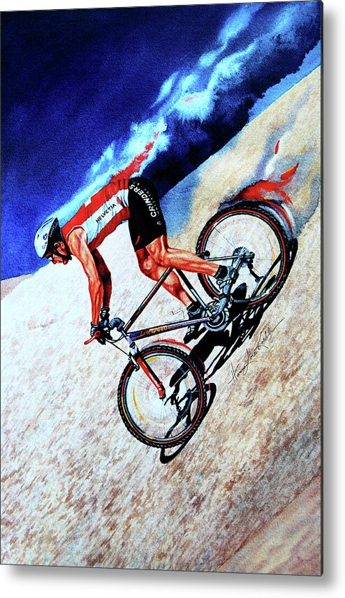 Cycling Metal Print featuring the painting Rocky Mountain High by Hanne Lore Koehler