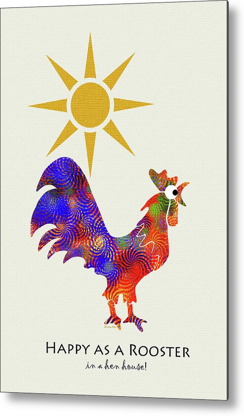 Rooster Metal Print featuring the mixed media Rooster Pattern Art by Christina Rollo