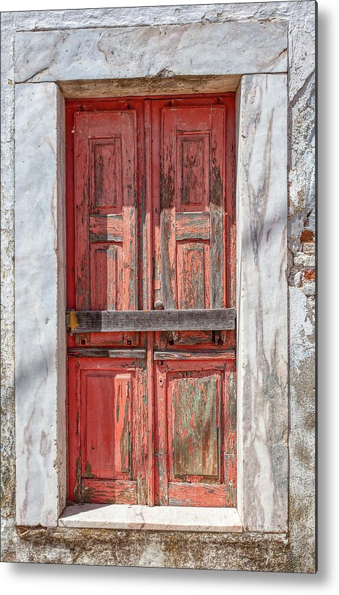 Door Metal Print featuring the photograph Rustic Red Door of Estremoz by David Letts