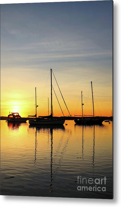 Morro Bay Metal Print featuring the photograph Sailboat Sunset by Vivian Krug Cotton