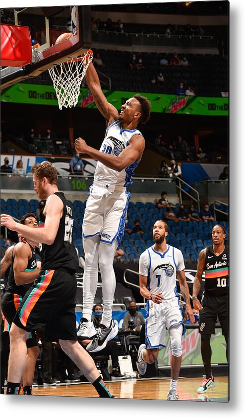 Wendell Carter Jr Metal Print featuring the photograph San Antonio Spurs v Orlando Magic by Gary Bassing
